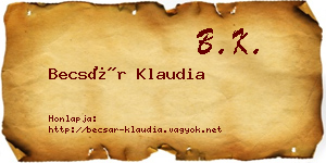 Becsár Klaudia névjegykártya
